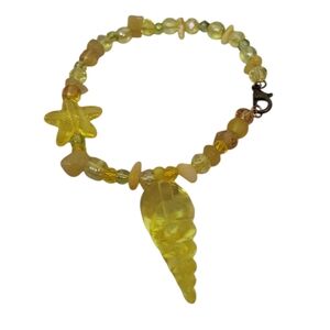 Citrine Shell & Glass Beads Bracelet – Sunlit Spiral & Oceanic Glow